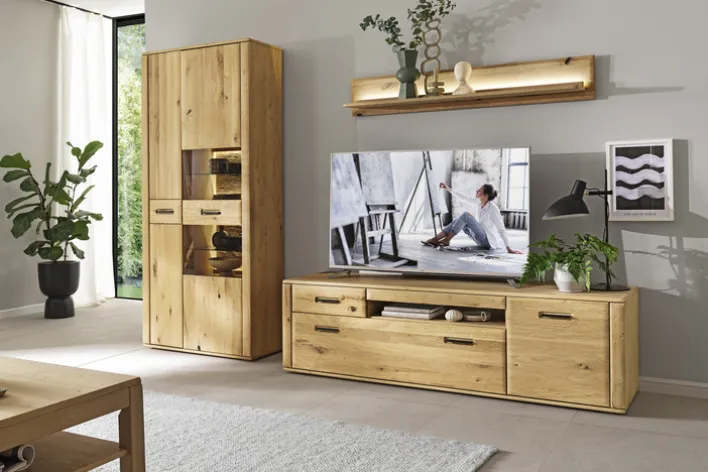 Wohnwand ALENTO 3tlg. Balkeneiche teilm. 302 x 207 cm